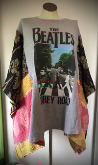 Image 2 of Upcycled “Beatles” vintage kantha quilt poncho