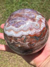 Image 3 of Mexican Lace Agate With Amethyst Sphere #2468