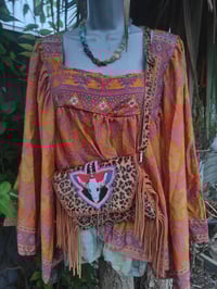 Image 6 of Gypset smock Top yellow mellow multi pinks