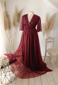 Image 1 of Burgundy dress for maternity photoshoot | Jenny | size S-M-L
