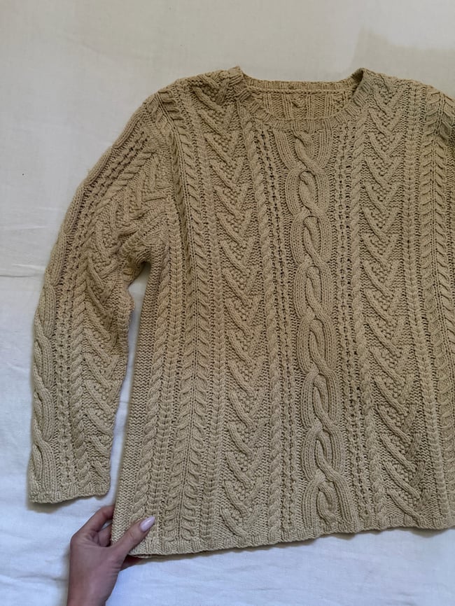 70s handknit silk and wool fisherman sweater or mini dress