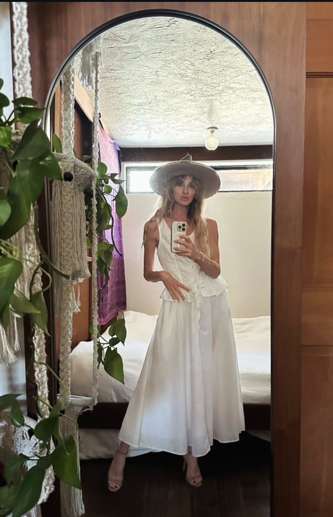 70s cotton eyelet peplum dress