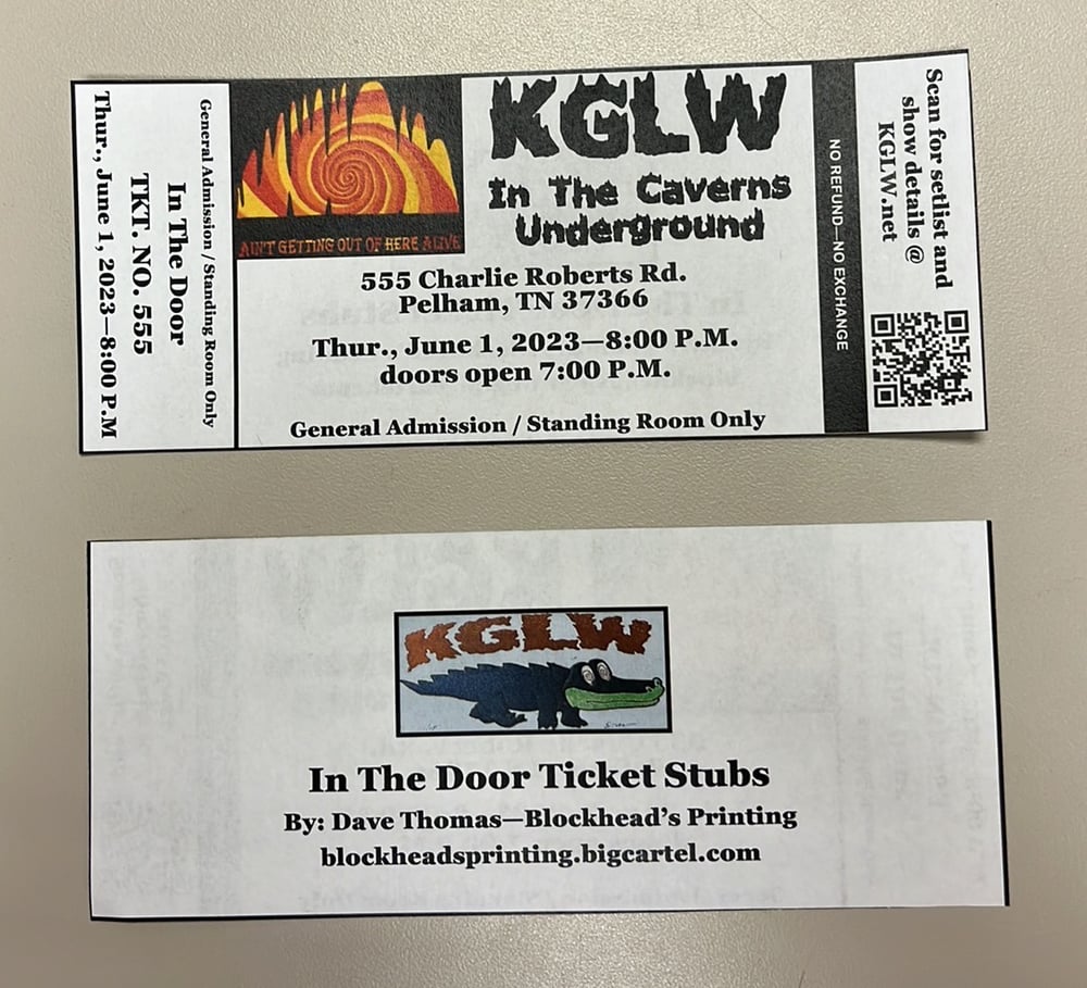 Image of KGLW @ the caverns tickets stubs 