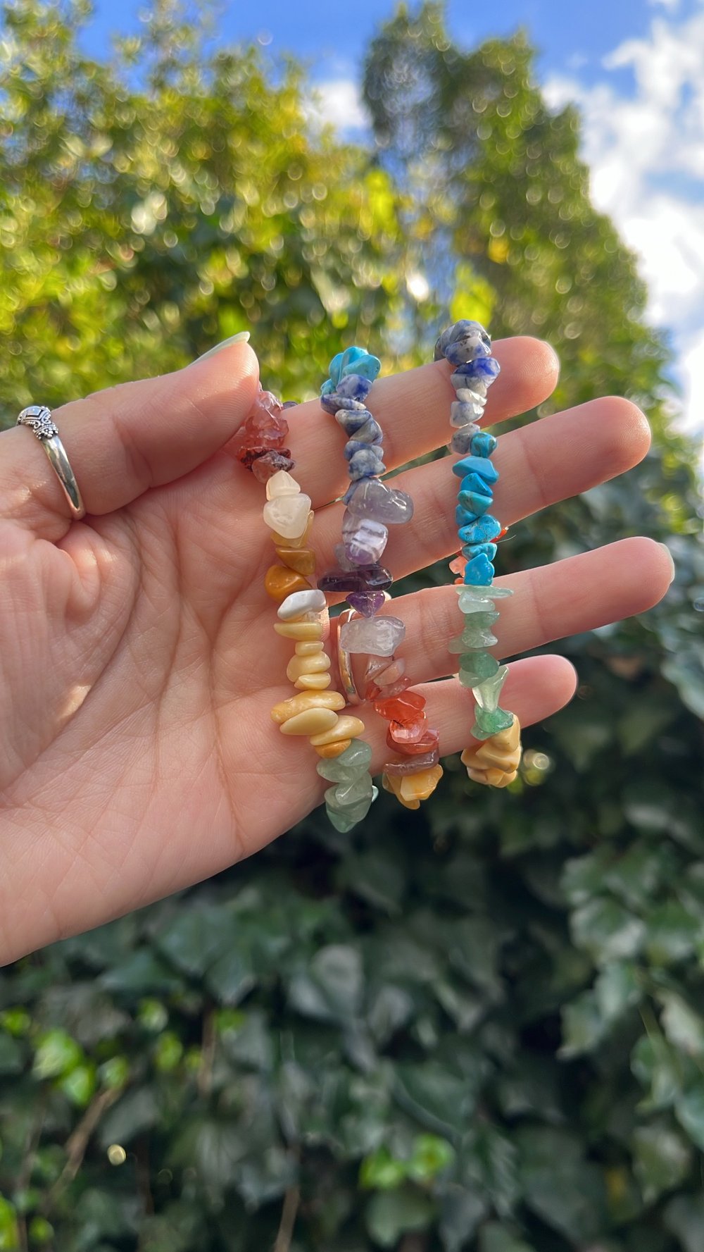 Image of Mixed Stone Crystal Chip Bracelet 