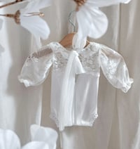 Image 3 of Newborn girl bodysuit for photoshoots | Elene | off white