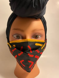 Image 3 of 3D Face Mask Black Red Yellow Diamond Print