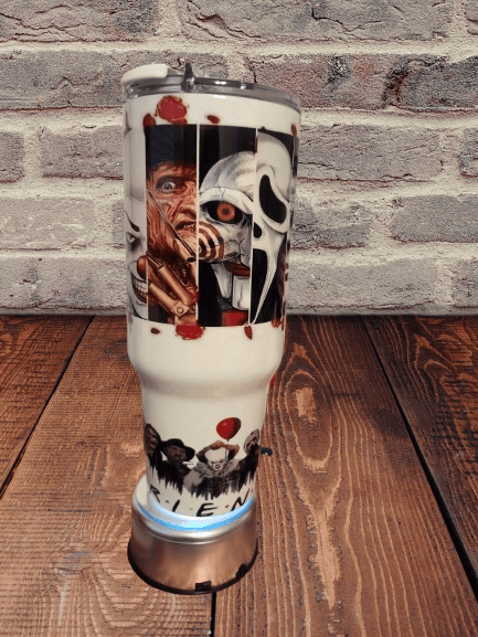 Image of 40oz Halloween Friends Horror Big Swig Hollagraphic Tumbler or Our White travler 