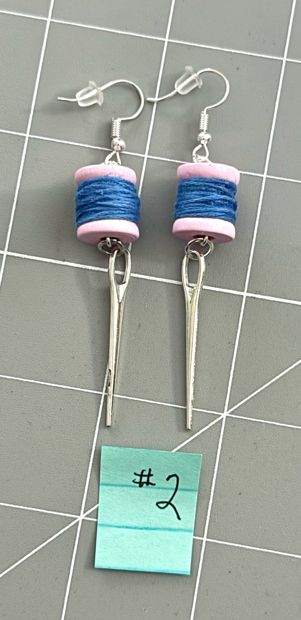 Image of Mini Thread Spool & Sewing Needle Earrings