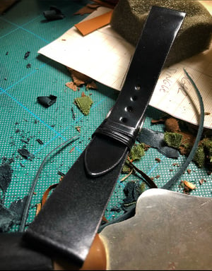 Image of  Black Japanese Shell Cordovan Unlined Watch Strap  