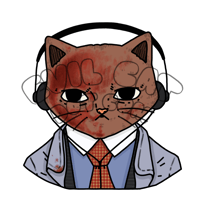 Image 3 of catrick bateman from ameowican psycho sticker