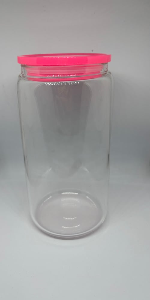 Clear Glass Tumbler (Coloured Lid)