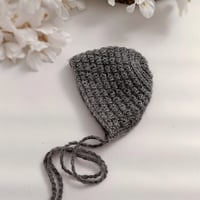 Image 3 of  Newborn  photoshooting knitted hat | grey