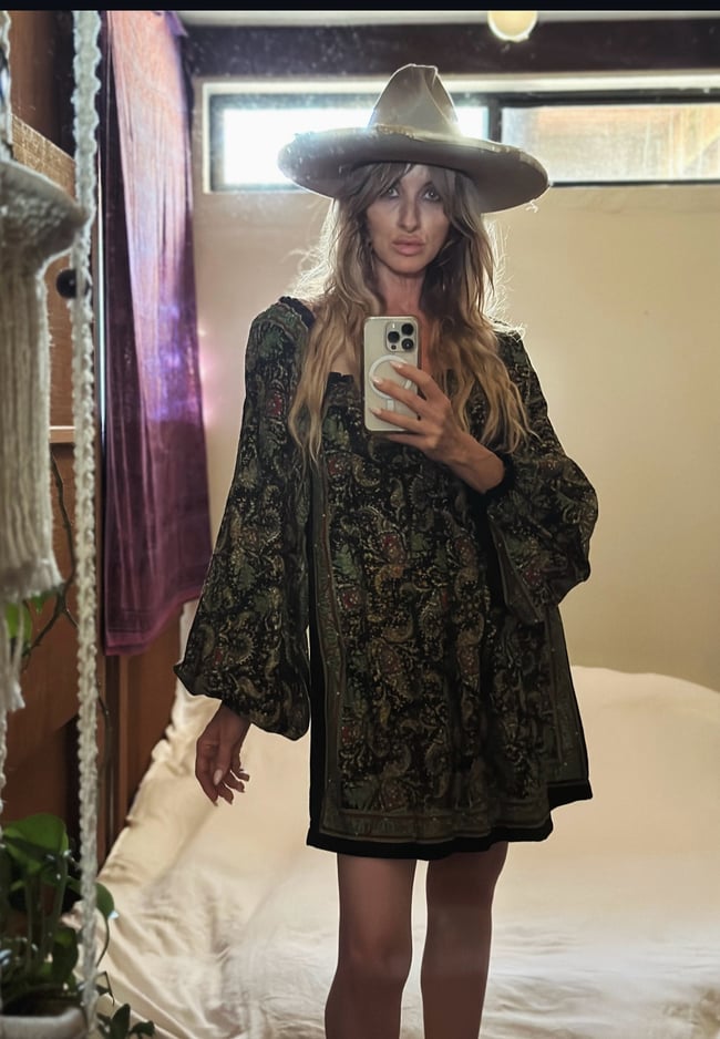 late 60s poet sleeve mini dress paisley