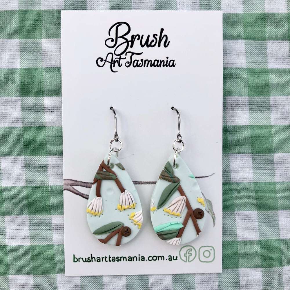 White Flowering Eucalyptus Earrings