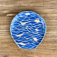 Image 3 of Blue Sgraffito Spoon Rest 