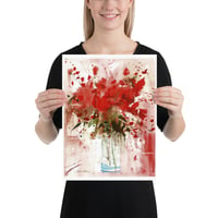 Image 4 of WATERCOLOR ART PRINT "Red Flowers"