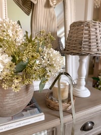 Image 3 of Wicker shade & white wooden shade