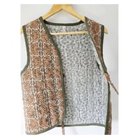 Image 5 of Indian Linen Quilted Vest Terracotta