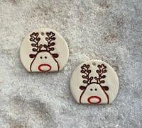 Image 1 of Ceramic Reindeer Tags (Set of 2)