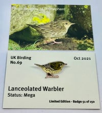 Image 1 of Lanceolated Warbler - October 2021 - UK Birding - Enamel Pin Badge