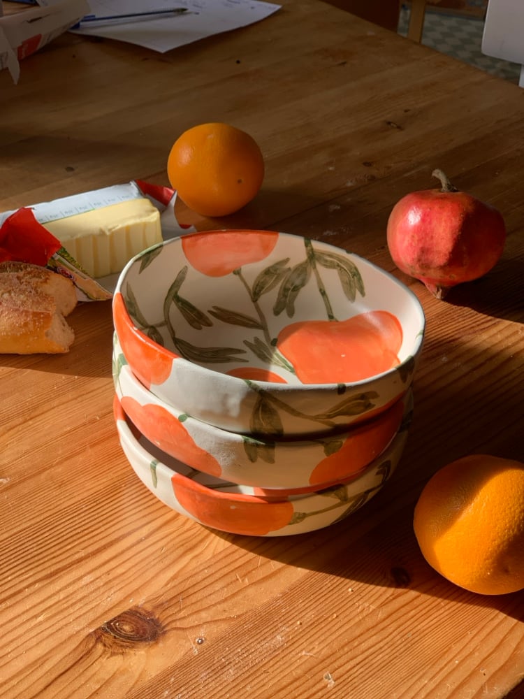 Image of Assiettes creuses fleurs rouges
