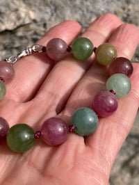 Image 1 of Afghan Tourmaline Hand Knotted Gemstone Bracelet with Sterling Silver Clasp, Adjustable Length