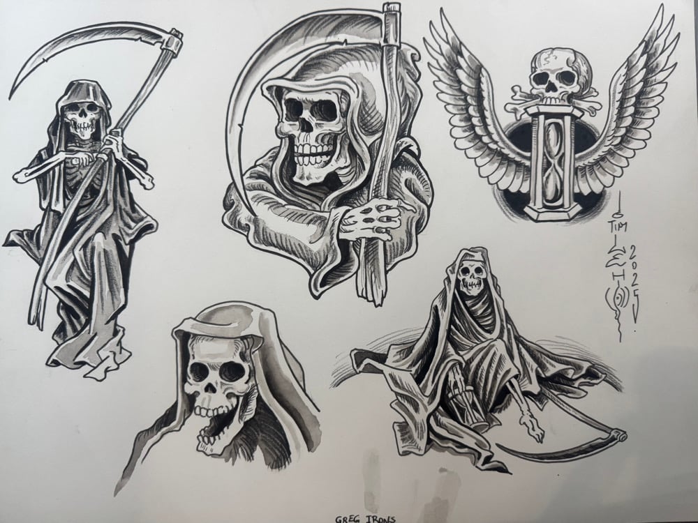 Image of Tim Lehi “Reaper Wolf Book Page #152” Painting