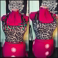 Image 1 of leopardtop with spikes M/L