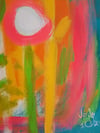 Candy Moon, sunshine and a little house. Original painting on canvas.