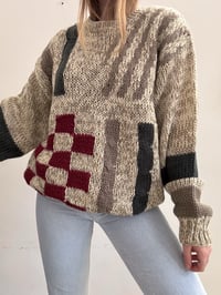 Image 3 of Vintage Beige brown knitted sweater // XL