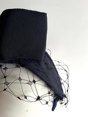 Image of Navy leather bandeau w bow