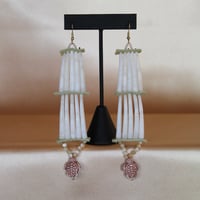 Image 4 of two tier Dentalium earrings (brown turtles)