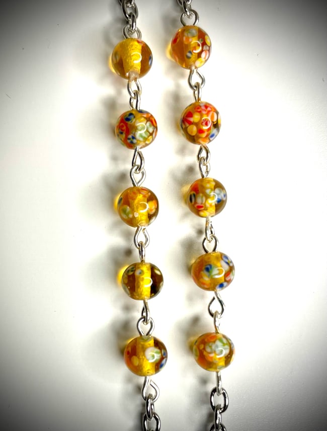 Santa Muerte Car Rosary - Gold Pattern