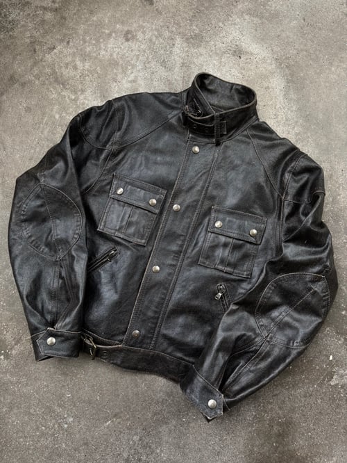 Image of 1990s Heavyweight Leather Biker Jacket, Size Medium