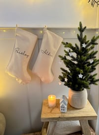 Image 8 of Personalised linen look stocking