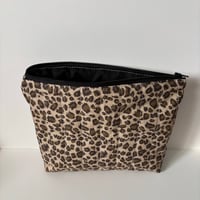 Image 4 of Handmade Quilted Leopard Makeup Bag – Brown Cosmetic Bag copy