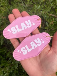 Image 1 of “SLAY” Pink Backpack Keychain! 