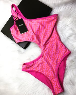 Image of Pink F one piece swimsuit 