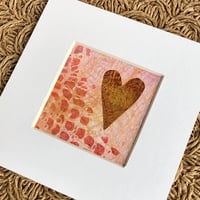 Image 2 of Mini Collage ~ Maroon Gold Heart, Carnation Pink & Geranium Red ~ 4x4 Inch Mat 