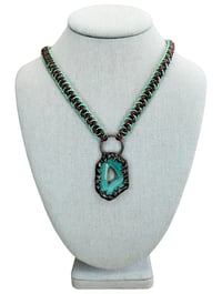 Image 1 of Agate Slice + Viper Basket Chainmaille Necklace