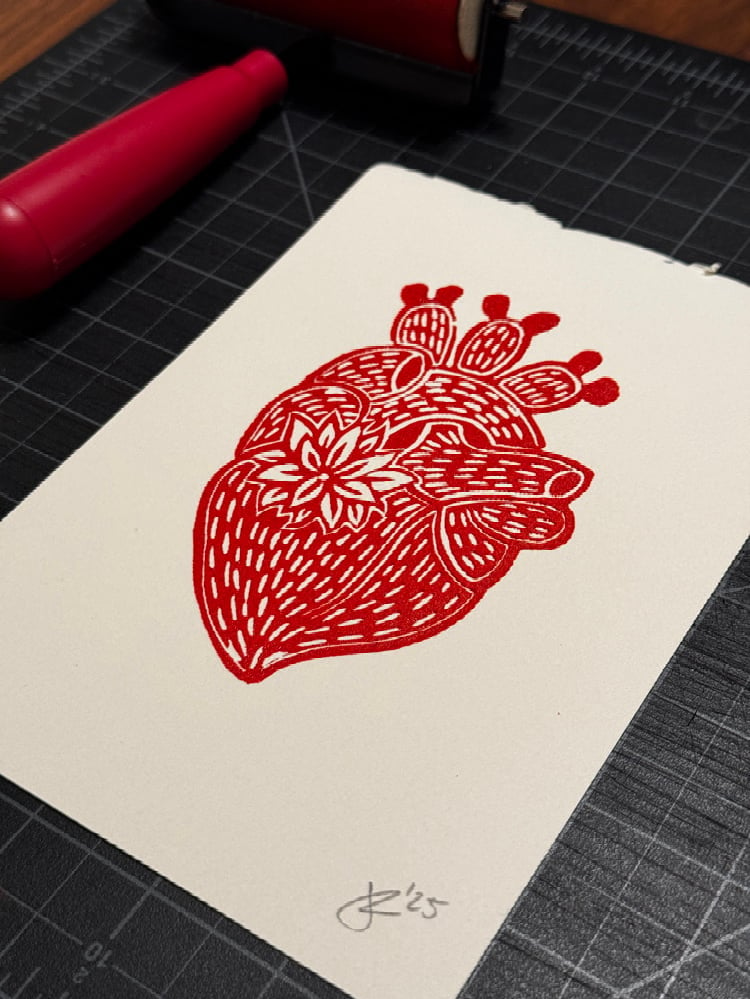 Image of Desert Heart - linocut print