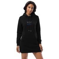 Image 1 of BOSSFITTED Black Neon Pink and Blue Embroidered Logo Hoodie Dress