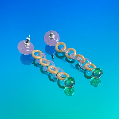 Image of Pink Dot Chain Studs