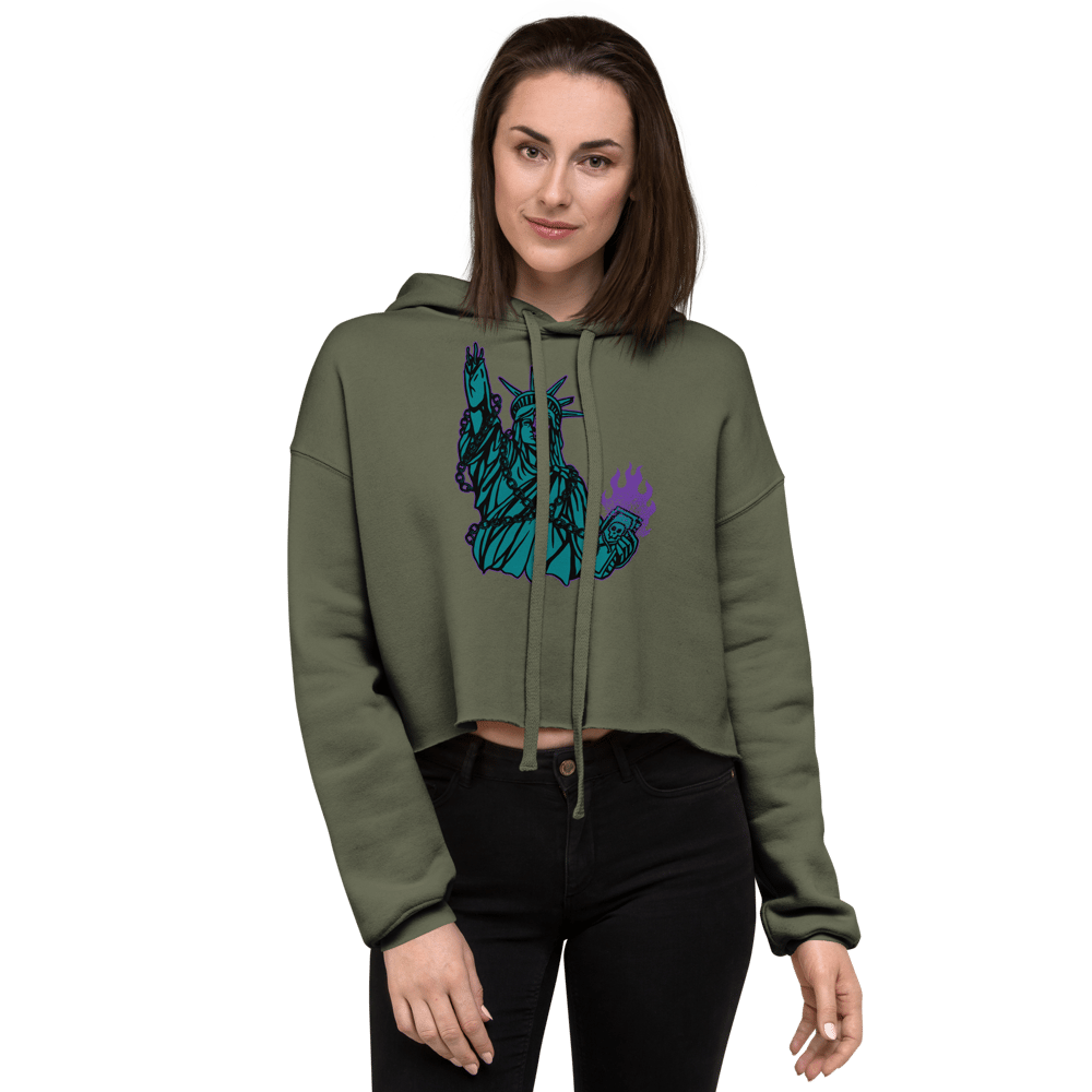 LIBERTY IS DEAD PRINTED CROP HOODIE