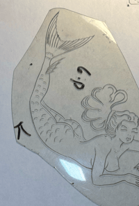 Image 2 of Sailor Jerry Vtg China Sea Tattoo Stencil Mermaid Cut By Kandi Everett