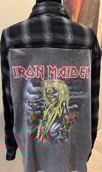 Vintage Black/Gray Flannel Shirt Iron Maiden 