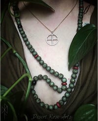 Image 1 of Green Earth Rune Meditation Mala