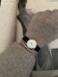 Image 1 of Beautiful Vintage Classic Round Dial Ladies Black Leather Watch 