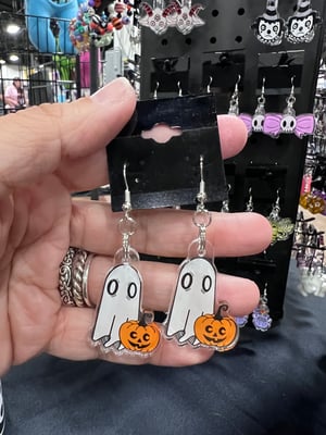 Ghost and Jack O Lantern  acrylic earrings Halloween Pumpkin