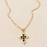 Image 2 of Black Bling Cross Necklace